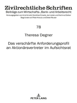 cover image of Das verschaerfte Anforderungsprofil an Aktionaersvertreter im Aufsichtsrat
